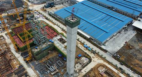 80米高煙囪、提前14天封頂！